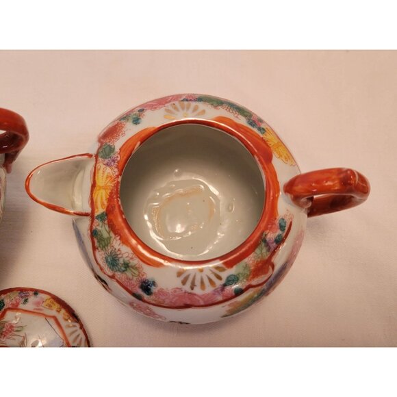 Vintage Japanese Porcelain Chocolate Coffee Pot W Creamer & Sugar Bowl Set Handp - Picture 8 of 13